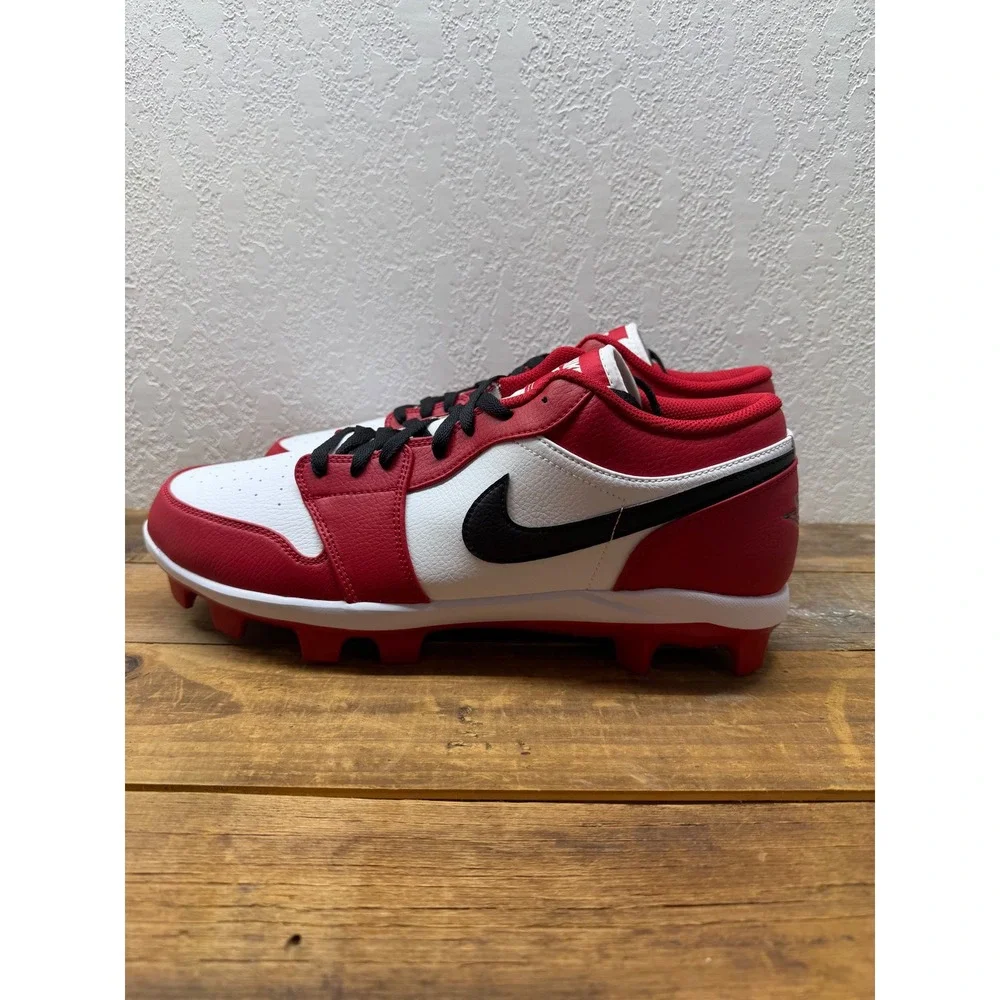 Air Jordan 1 Low MCS Baseball Cleats Chicago Red White Black CJ8524-611 Mens 14